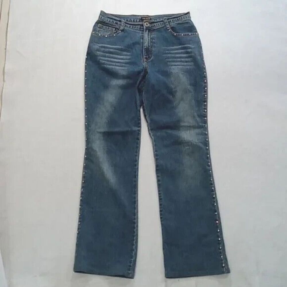 Milana jeans women's size 6 rhinestone embellished Whiskering blue